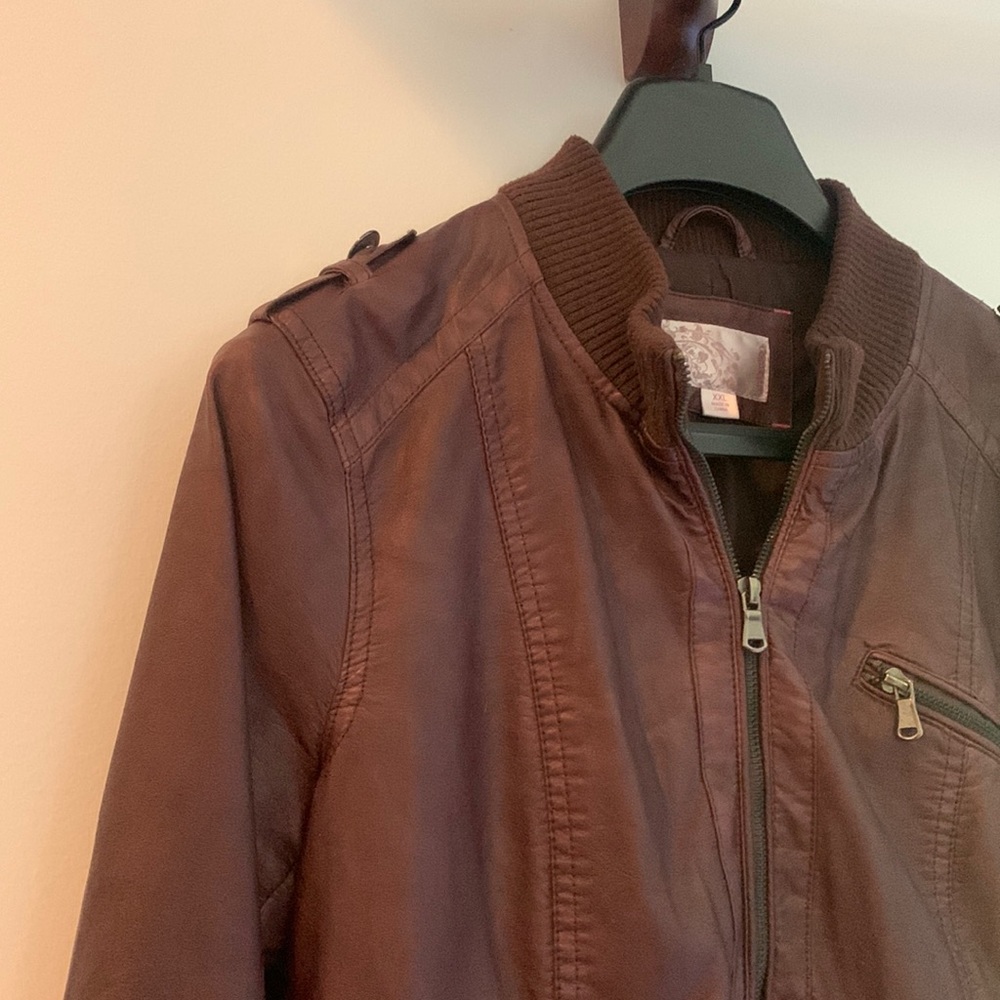 Brown Faux Leather Jacket